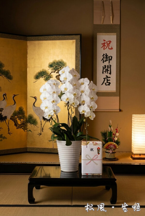 【頂級胡蝶蘭】V3 白大輪｜商務贈禮首選・開店祝い・就任祝い・純白優雅之作